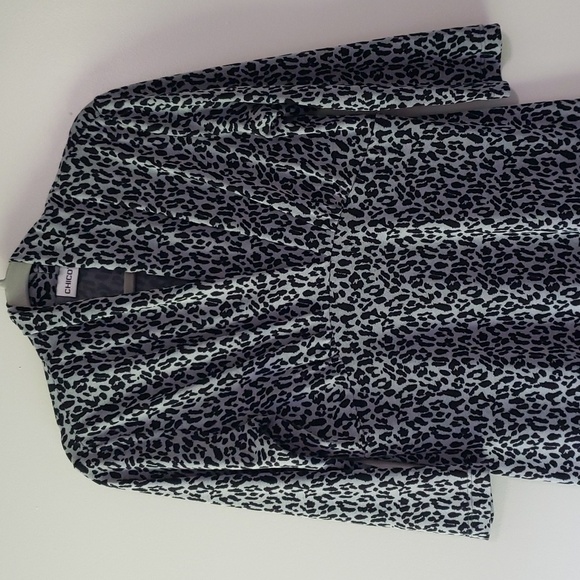 Chico's Midi Dress Womens Medium Animal Print Black Gray Office Career Work - Picture 2 of 9